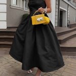 A-Line High Waisted Pleated Pockets Solid Color Spaghetti-Neck Midi Dresses
