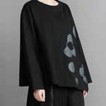 Original Loose Flower Printed Round-Neck Long Sleeves T-Shirt Top
