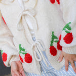 Cherry Embroidered Cardigan Sweater