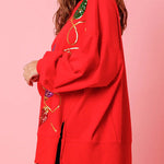 Christmas Lights Sequin Slit Pullover Sweatshirt
