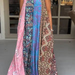 Unique Printed Loose Holiday Strap Big Hem Maxi Dress