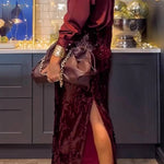 Sequined slit skirt
