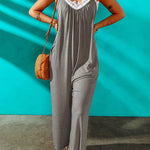 Casual Spaghetti Straps Wide Leg Pocketed Jumpsuits