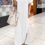 COZY SLIT V NECK IRREGULAR DRESS