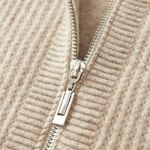 PURE EXTRA-FINE MERINO WOOL RIBBED ZIPPER HOODIE