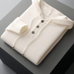 PURE EXTRA-FINE MERINO WOOL BUTTON HOODIE