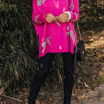 Margovil High Neck Side Slit Cheetah Pattern Sweater