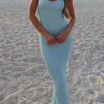 Margovil U Neck Sleeveless Sequin Bodycon Maxi Dress
