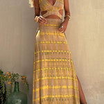 Margovil V Neck Cut Out Side Split Tie Dye Maxi Dress