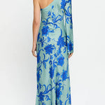 One Shoulder Long Sleeve Floral Print Maxi Dress
