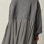 Fake two piece solid color color matching loose pleated dress