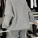 Explore Autumn Knit Open Front Long Balloon Sleeve Loose Cardigan