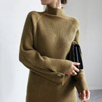 Simple Loose Solid Color High-Neck Sweater