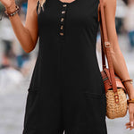 Casual Button Pocket Tank Top Jumpsuit