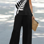 Casual Summer Sleeveless T-Shirt Trousers Two-Piece Set