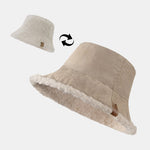 Thick And Warm Corduroy And Cashmere Splicing Multifunctional Soft Plush Bucket Cap Can Be Worn In Both Directions
