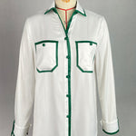 Long Sleeves Loose Buttoned Contrast Color Pockets Lapel Blouses&Shirts Tops