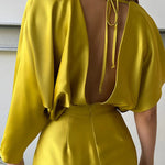 Asymmetric Solid Color Deep V-Neck Jumpsuits
