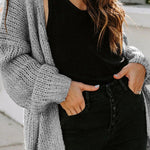 Drop Shoulder Open Front Knit Oversized Sweater Cardigan