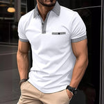 Men's Button Down Colorblock Sports Short Sleeve  Polo Shirt