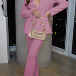 Margovil One Button Pocketed Blazer and Straight Leg Pants Power Suit Set