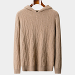 PURE CASHMERE CABLE KNIT HOODIE