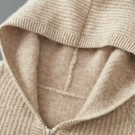 PURE EXTRA-FINE MERINO WOOL RIBBED ZIPPER HOODIE