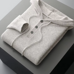 PURE EXTRA-FINE MERINO WOOL BUTTON HOODIE