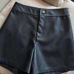 Margovil Chicest High Rise Faux Leather Shorts