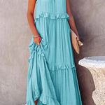 Irregular cake skirt sleeveless long mop skirt
