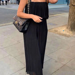 Pleated Suspender Jumpsuit