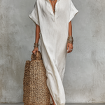 Women's Minimalist Loose-fitting Shirt Maxi Dress