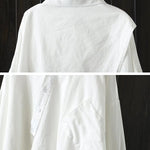 Urban Loose Black White Long Sleeves Irregular Blouse