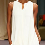 Loose Sleeveless Solid Color Split-Joint Round-Neck Maxi Dresses