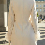Unforgettable Date Feather Trim Long Sleeve H-line Mini Dress