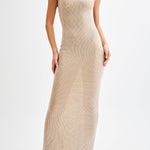 Midnight Fantasy Sequin Mesh Shoulder Strap Open Back Stretch Maxi Dress