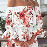 It All Begins with Love Printed Off Shoulder Mini Dress