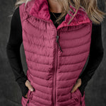Plush Collared Quilted Zipped Puffer Vest