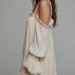 Bohemian Holiday Off-the-shoulder Lace Patchwork Chiffon Mini Dress