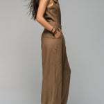 Bohemian Cotton Sleeveless Shirt & Wide-leg Pants Set With Lace Trim