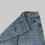 Loose Wide Leg Buttoned Fringed Pockets Jean Pants Bottoms