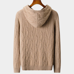 PURE CASHMERE CABLE KNIT HOODIE