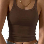 Margovil Stretchy Ribbed Knit Crop Cami Top