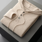 PURE EXTRA-FINE MERINO WOOL BUTTON HOODIE