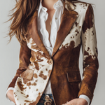 Vintage Cow Skin Printted Eco-friendly Suede Blazer