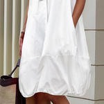 Loose Sleeveless Buttoned Solid Color Lapel Midi Dresses Shirt Dress
