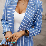 Long sleeve striped print blazer