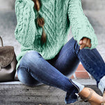 Margovil Mockneck Solid Cable Knit Pullover Sweater