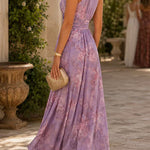 Margovil Sleeveless Waisted Floral Print Flowy Maxi Dress