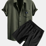 Short Sleeve Waffle Shirt & Waffle Drawstring Shorts
